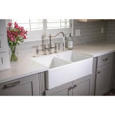 Sinkology Brooks Ii Farmhouse Apron Front Fireclay 33 In 50 50 Double Bowl Kitchen Sink In Crisp White Sk496 33fc The Home Depot Kitchen Layout Kitchen Design Kitchen Remodel