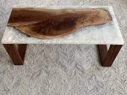 Pearl Epoxy And Black Walnut Modern Coffee River Table Handcrafted Wood Black Walnut Wood Coffee Tables For Sale