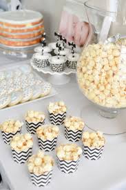 Black And White Desserts Names Black White First Birthday Party White Dessert Tables Dessert Table Birthday Party Tables