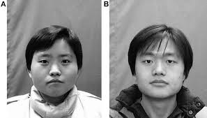 A pair of typical Chinese babyfaces, female babyface, (A) and male...