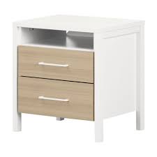 South Shore Furnitures 2 Drawer Nightstand Munich White And Soft Elm Clement