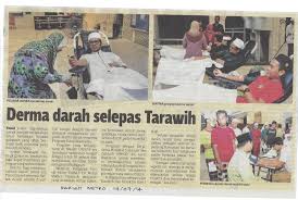 Banyak kempen derma darah di malaysia. Keratan Akhbar Unisza