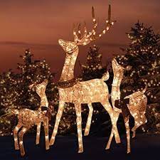 Christmas central offers a wide variety of outdoor reindeer decorations, so browse our collection and find the perfect one for your home now! Amazon Com Top Treasures Christmas Reindeer Family 3 Piece Set Pre Lit Rattan Holiday Deer Includes 52 Christmas Deer Decorations Deer Decor Christmas Deer