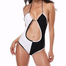 Black And White Monokini Swimsuits 