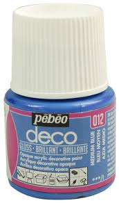 Pebeo P Bo Deco Craft Diy Acrylic Paint 45ml Pot Gloss 20 Colours Medium Blue 12