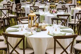 Garden Wedding Garden Reception Centerpiece Wedding Reception Bamboo Chairs Lantern Centerpiece Wood Slab Event Decor Garden Wedding Venue Table Settings