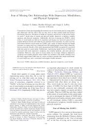 Pdf Fear Of Missing Out Relationships With Depression Mindfulness And Physical Symptoms