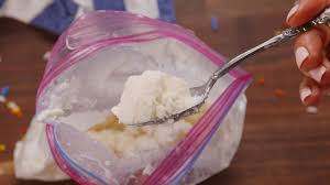 Then place the ice and salt in the larger ziploc bag (rock salt works best). Ice Cream In A Bag Delish Youtube