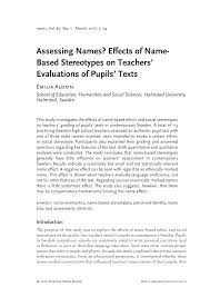 Haruka berujar, ia pernah mendapat perkataan yang menyakitkan saat pergi ke sebuah mal. Pdf Assessing Names Effects Of Name Based Stereotypes On Teachers Evaluations Of Pupils Texts