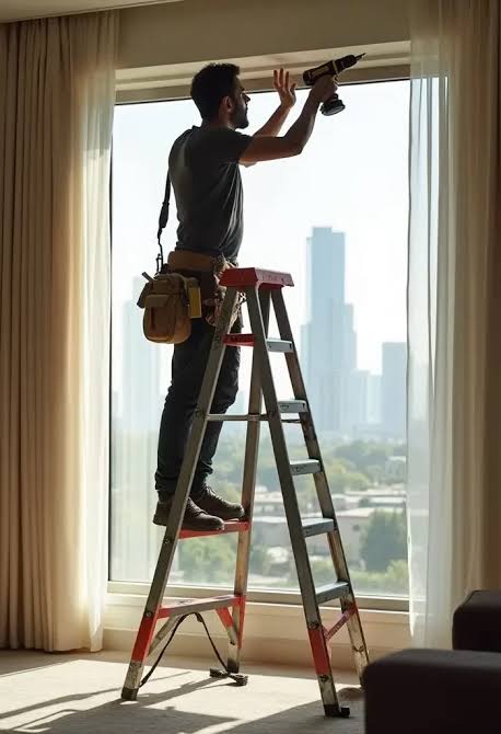 Fitter measuring window recess depth for blind installation