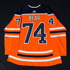 Bear was a good kid and will be a solid defender for carolina but foegele addresses a huge need for the oilers i'm a bear fan, but foegele fills a need and it would be tough to roll with barrie, bear and. Ethan Bear 74 Autographed Edmonton Oilers Orange Adidas Retail Pro Authentic Jersey Nhl Auctions