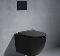 Modern European Style Wall-Mounted Toilet Dual-Flush Concealed Cistern with  P-Trap Black Ceramic Rimless for Bathrooms