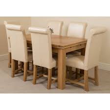 Richmond Oak Dining Set 220 280cm 6 Ivory Chairs