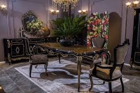 Asher solid wood dining chairs (2). Casa Padrino Luxury Baroque Dining Room Set Silver Black Gold 1 Dining Table 6 Dining Chairs Magnificent Dining Room Furniture In Baroque Style