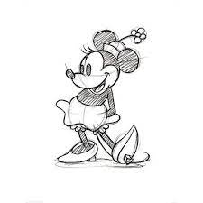 East Urban Home Minnie Mouse Sketched Single Drawing Print Mickey Mouse Drawings Mickey Mouse Sketch Mouse Sketch