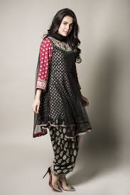 Black And Pink Suit Combination Black Pink Combination Patiala Suit By Maria B Pakistani Dresses Casual Elegant Attire Pakistani Dresses