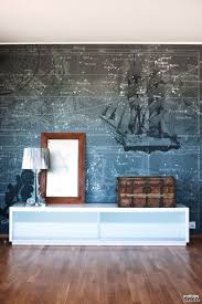 Nautical Wallpaper Living Room Scandinavian Home Decor Interior