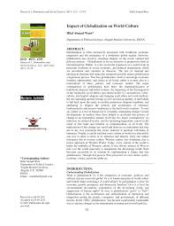 The unification of italy took place in the 1850s and 60s. Pdf Impact Of Globalization On World Culture