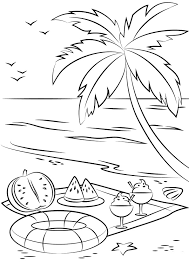 The picnic coloring page to color, print or download. Coloring Pages Summer Beach Picnic Coloring Page