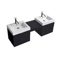 Bliss 68" Black Wall Mount Double Sink Modern Bathroom Vanity