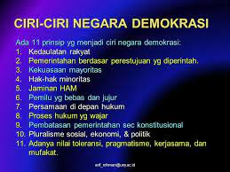 Posting terkait negara demokrasi merupakan negara yang menganut bentuk atau mekanisme sistem pemerintahan dengan mewujudkan kedaulatan rakyat atau kekuasaan warganegara atas negara untuk dijalankan oleh pemerintah negara tersebut. Proses Ciri Macam Demokrasi Ppt Download