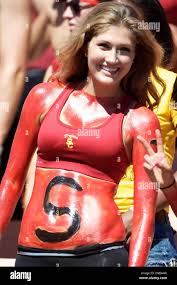 Oct. 1, 2011 - Los Angeles, California, United States of America - USC Fans  wearing body paint support the Trojans. During a Pac-12 match up between  the visiting Arizona Wildcats and the