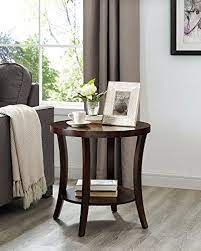 Roundhill Furniture Oe0020 Perth Contemporary Round Shelf End Table Espresso Coffee Table With Shelf Living Room End Tables Espresso Living Room Furniture