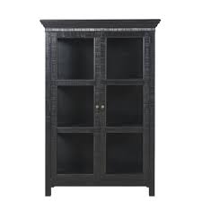 Black Solid Pine And Tempered Glass 2 Door Display Case Pedro Maisons Du Monde Door Displays Display Case Solid Pine