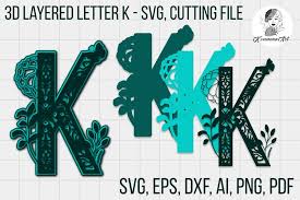 Download 3d Layered Svg 3d Letter K Svg Letter K Cut File 1228458 Paper Cutting Design Bundles