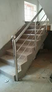 Commercial deck guardrails, such as those found at restaurants, bars, and at multifamily homes such as apartments or condos, are required to be 42 inches high, minimum. 1 Meter Silver Ss Staircase Railing For Commercials And House For Home Rs 600 00 Running Feet Id 20182972662