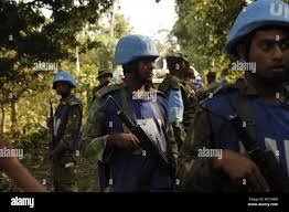 U.N. Peacekeepers from the Bangladesh Army provide security to a U.N.  convoy as part of a field training exercise during Exercise Shanti Doot 4  in Bangladesh. Shanti Doot 4 is a multinational