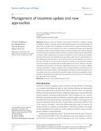 Pdf Management Of Insomnia Update And New Approaches