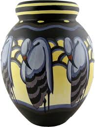 Charles Catteau French Art Deco Vase With Herons Art Deco Period Pottery Art Art Deco Vases