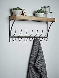 New Rustic Wooden Shelf With Hooks Rustic Wooden Shelves Shelves Wooden Shelves