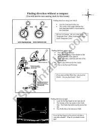 You will need a container of some kind that will hold water. English Worksheets Finding Direction Without A Compass