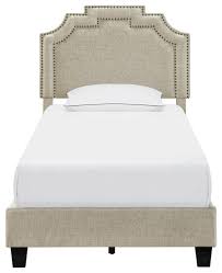 Home decor, bed & bath, curtains & drapes, quilts & comforters All In One Tiered Clipped Corner Upholstered Bed Lunar Linen Transitional Panel Beds By Homefare Houzz