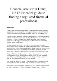 We including average salaries for jobs related to financial advisor positions. Financial Advisor In Dubai Uae Essential Guide To Finding A Regulated Financial Professional By Asfar Ibrahim Financial Advisor Issuu