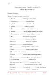 Ficha 2 Verbos Regulares Primera Conjugacion P Verbos En Espanol Ejercicios De Gramatica Ejercicios De Espanol