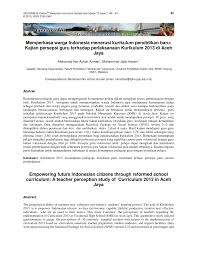 Sarjana muda kejuruteraan awam dengan kepujian. Pdf Memperkasa Warga Indonesia Menerusi Kurikulum Pendidikan Baru Kajian Persepsi Guru Terhadap Perlaksanaan Kurikulum 2013 Di Aceh Jaya