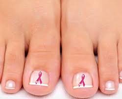 Breast cancer toe nail designs