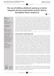 Pdf The Use Of Isixhosa Children S Poetry As A Tool To Integrate Literacy Mathematics And Life Skills In Foundation Phase Grade R 3