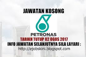 Permohonan jawatan kosong di petroliam nasional berhad (petronas) dialukan memohon dan mempelawa kepada warganegara malaysia yang berkelayakan dan berumur tidak kurang dari 18 tahun pada tarikh tutup iklan jawatan untuk mengisi kekosongan jawatan tetap / kontrak seperti berikut Jawatan Kosong Petronas Lubricants International Sdn Bhd 02 Ogos 2017