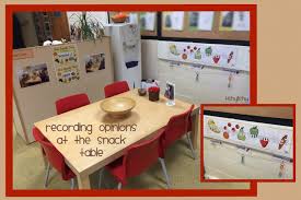 Recording Opinions At The Snack Table Three Options With Linking Clips To Indicate Choice Snack Table Reception Classroom Eyfs