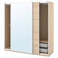Ikea stockholm veneer closet door (walnut) $200.00. Pax Mehamn Auli Wardrobe Combination White Stained Oak Effect Mirror Glass Ikea