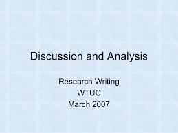 In this critical part of the research paper you start the process of explaining any links and correlations apparent in your data. Writing The Discussion And Analysis