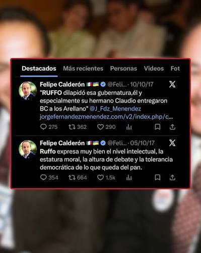 MÉXICO La presidenta @claudia_shein mostró mensajes publicados por el  expresidente en 2017, donde criticaba duramente al exgobernador de Baja  California, Ernesto Ruffo Appel, a quien incluso acusó de haber entregado  el estado