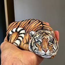 I Had This Rock For Several Weeks Before I Saw The Tiger Swipe For More Views Instaartexplorer Paintedstonesofinstagr Rock Painting Art Stone Art Pets Rock