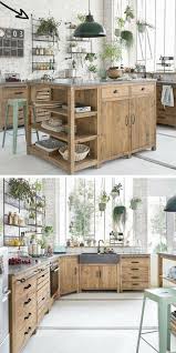 Une Cuisine Pratique Et Fonctionnelle Avec Un Ilot Central En Pin Recycle Maisons Du Monde Et Des Etageres Ouverte Funktionelle Kuche Kuchen Mobel Haus Kuchen