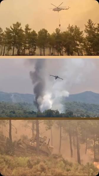 Yangına 5 uçak ve 18 helikopterle müdahale sürüyor Tarım ve Orman  Bakanlığı; “Muğla Seydikemer'de orman dışı alanda başlayıp ormanlık alana  sıçrayan yangına 5 uçak, 18 helikopter, 87 arazöz, 6 iş makinesi, 534
