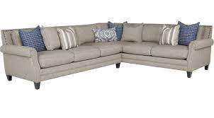 Nailhead trim (5) tufted cushions (2). 1 799 99 Piedmont Gray 2 Pc Sectional Transitional Polyester